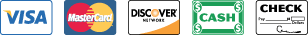 We Accept Visa, Mastercard, Discover, Cash, and Checks We Accept Visa, Mastercard, Discover, Cash, and Checks